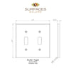 Double toggle switch plate diagram for Carrara White Marble wall switch plate