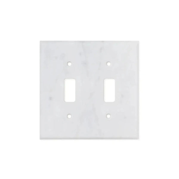 Carrara White Marble Double Toggle Plate Switch Wall Plate showcasing elegant design