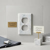 Carrara white marble single duplex wall plate with subtle gray veining for electrical outlet cover