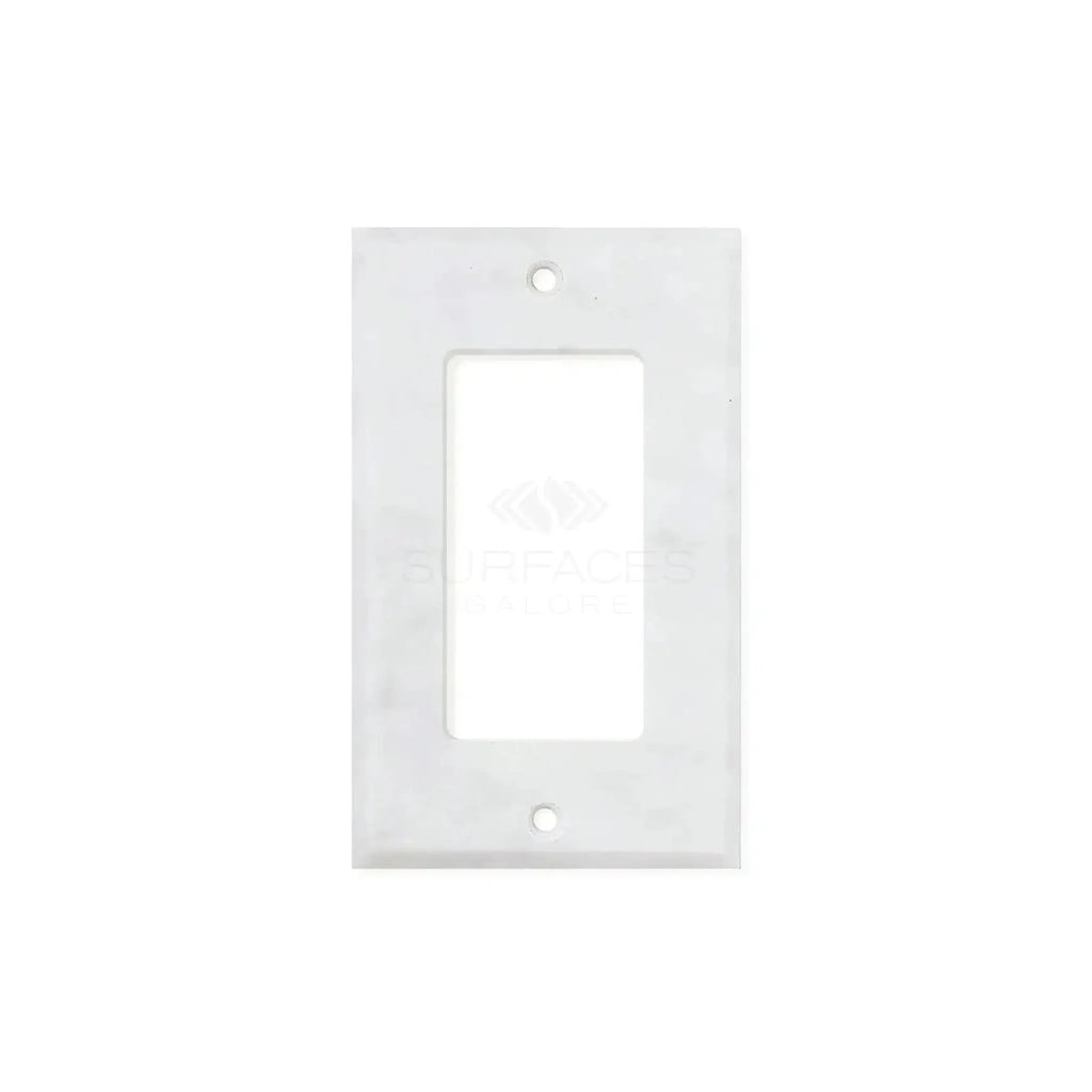 Carrara White Marble Single ROCKER Plate Switch Wall Plate featuring a white light switch plate