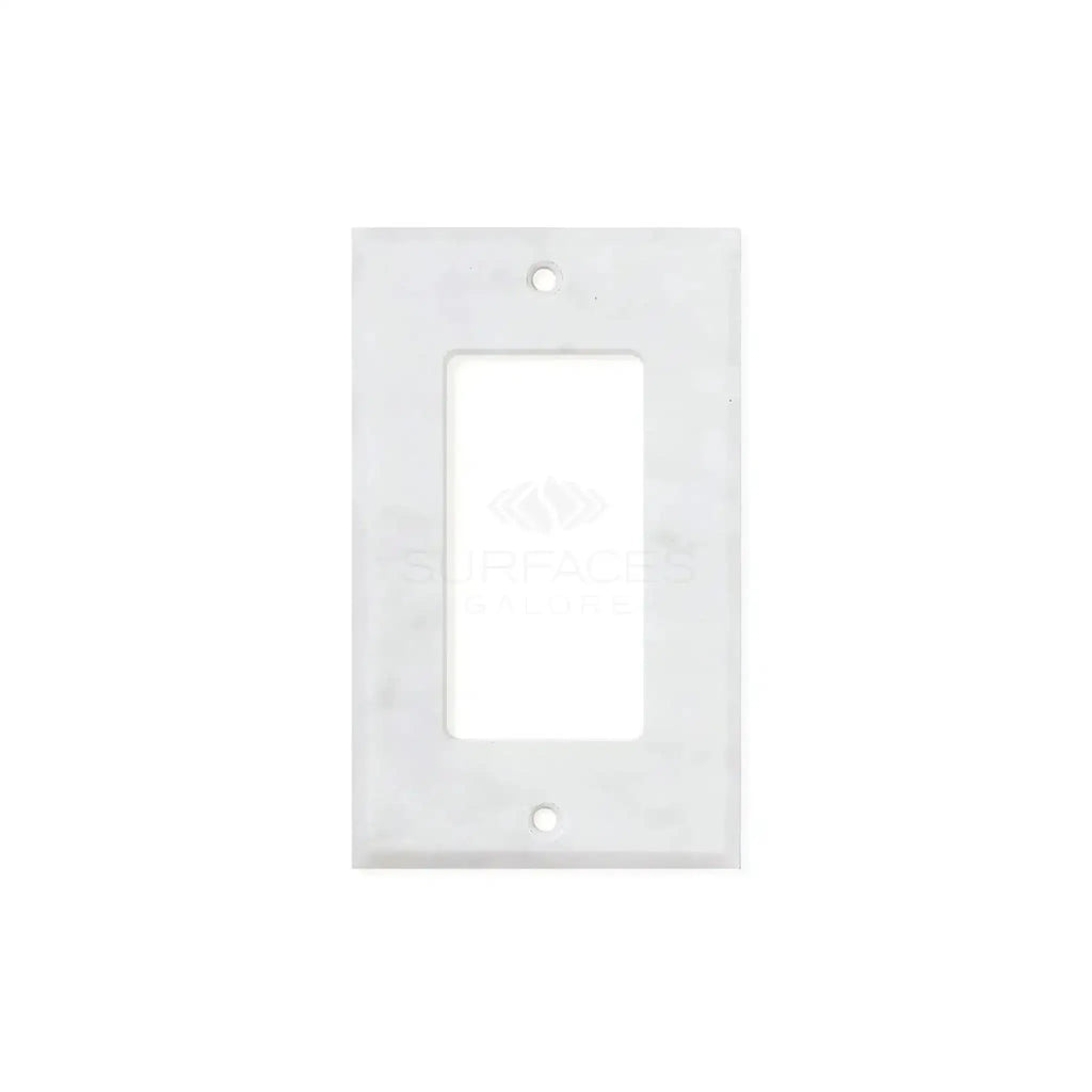 Carrara White Marble Single ROCKER Plate Switch Wall Plate featuring a white light switch plate