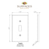 Carrara White Marble Single Toggle Plate Switch Wall Plate dimensions illustration