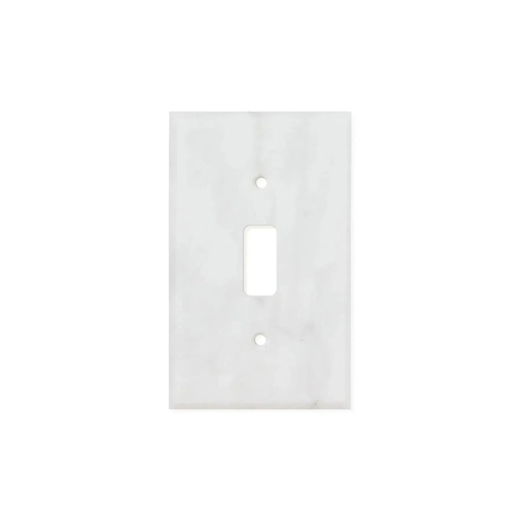 White Carrara Marble Single Toggle Wall Switch Plate with elegant design