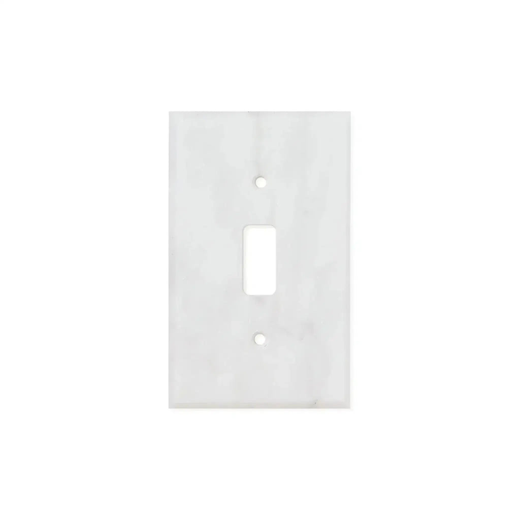 White Carrara Marble Single Toggle Wall Switch Plate with elegant design