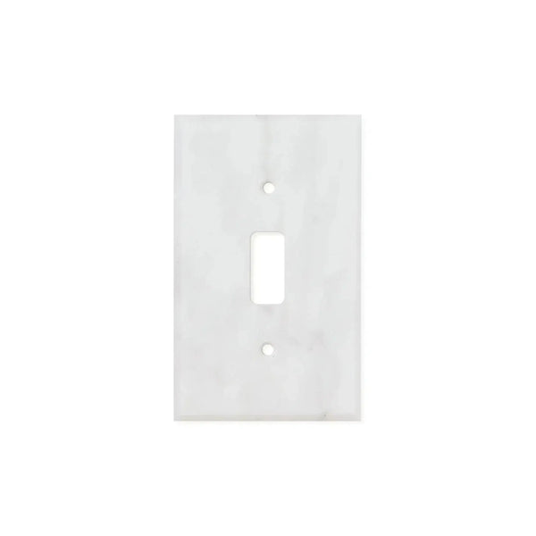 White Carrara Marble Single Toggle Wall Switch Plate with elegant design