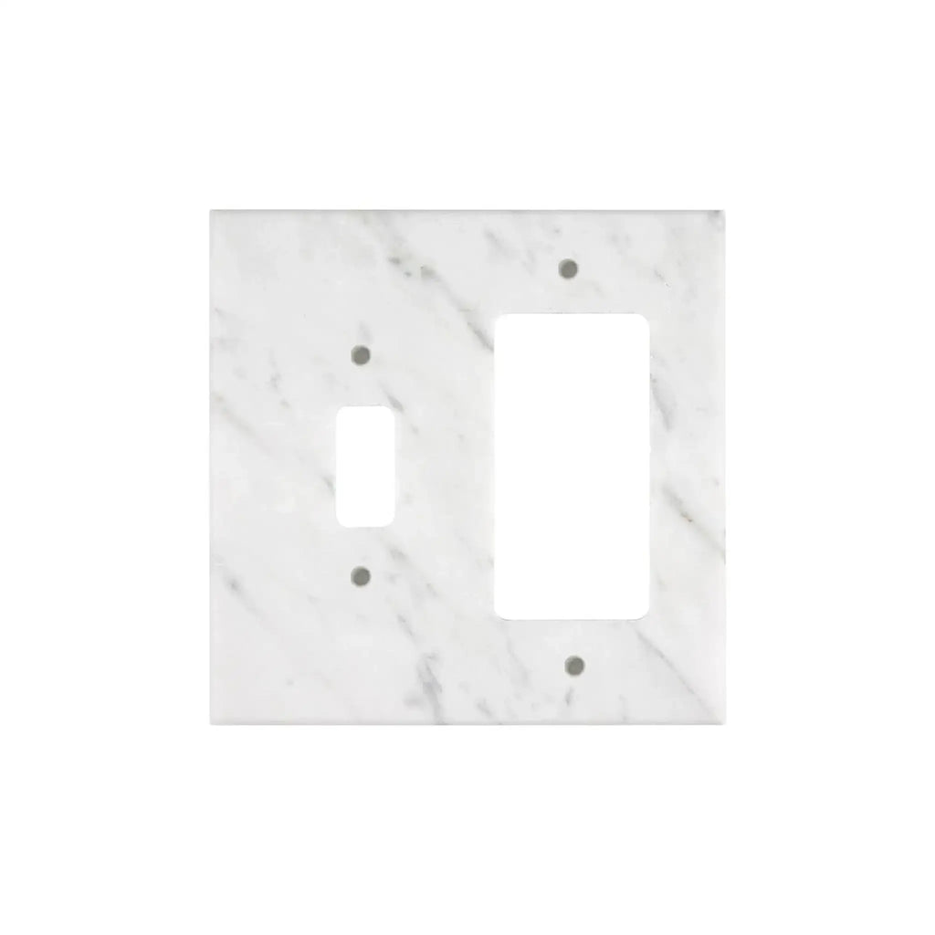 Carrara White Marble Toggle Rocker Switch Wall Plate in elegant marble design