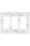 Carrara White Marble Triple ROCKER Plate Switch Wall Plate