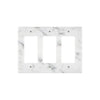 Carrara White Marble Triple Rocker Plate Switch Wall Plate with elegant marble pattern