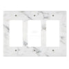 Carrara White Marble Triple Rocker Plate Switch Wall Plate with elegant marble pattern