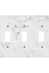 Carrara White Marble Triple TOGGLE Plate Switch Wall Plate
