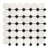 Carrara White Octagon and diamond tile mosaic in polished or honed marble finish