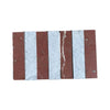 Alternating red and white marble tiles from Carrara White Rojo Alicante 3X12 Field Tile