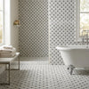 Carrara white stanza black mosaic marble tile polished herringbone pattern flooring in white and black colors