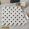 Carrara white stanza black mosaic marble tile polished or honed with white and black marble herringbone pattern