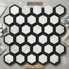 Carrara White Vortex 2 inch hexagon black and white polished marble mosaic tile with sleek modern design