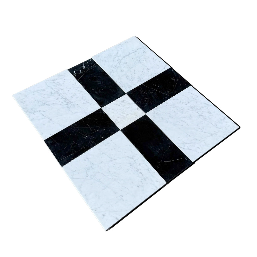 Black and white checkered tile from Castello in Nero Marquina | Carrara White collection