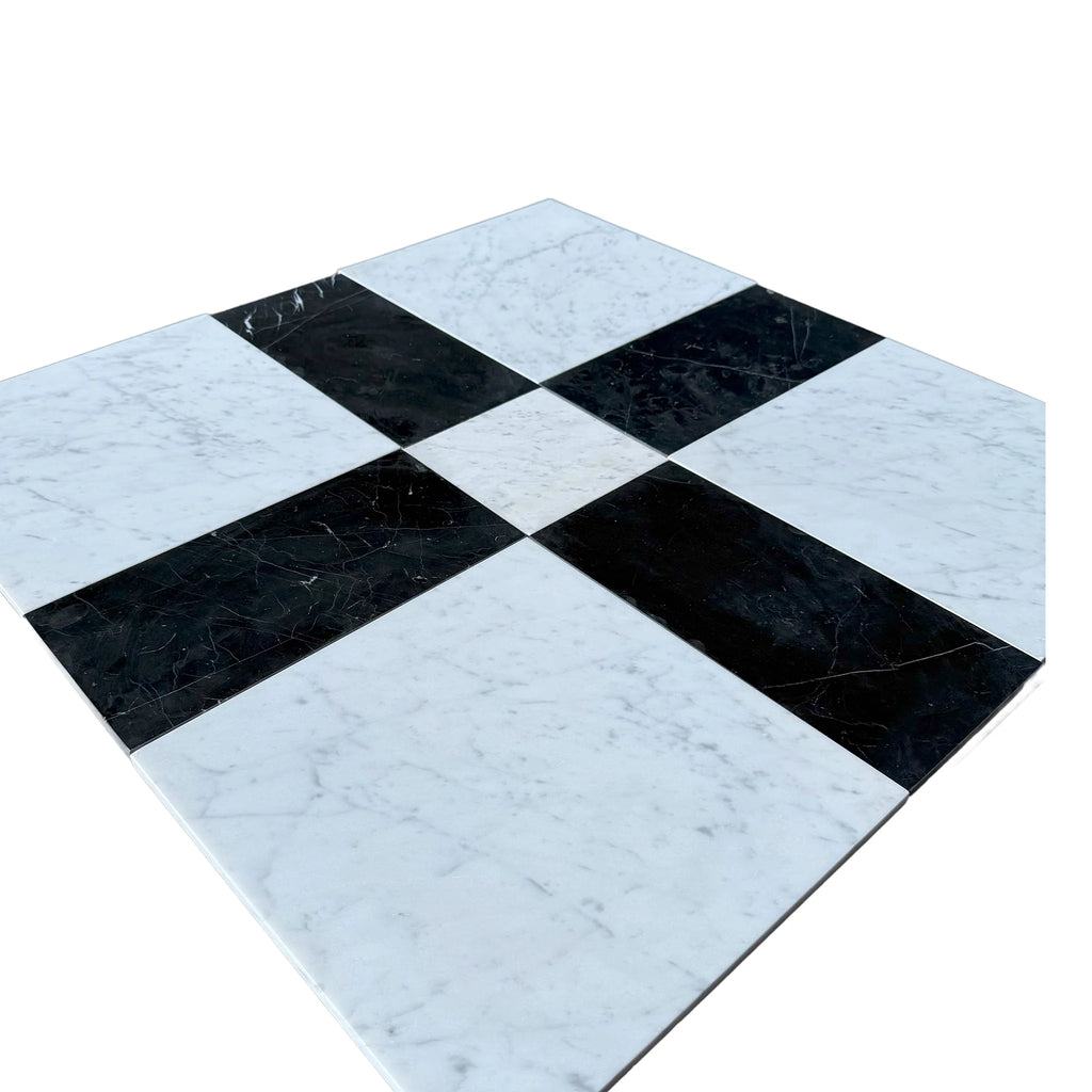 Black and white checkered marble tile from Castello in Nero Marquina | Carrara White
