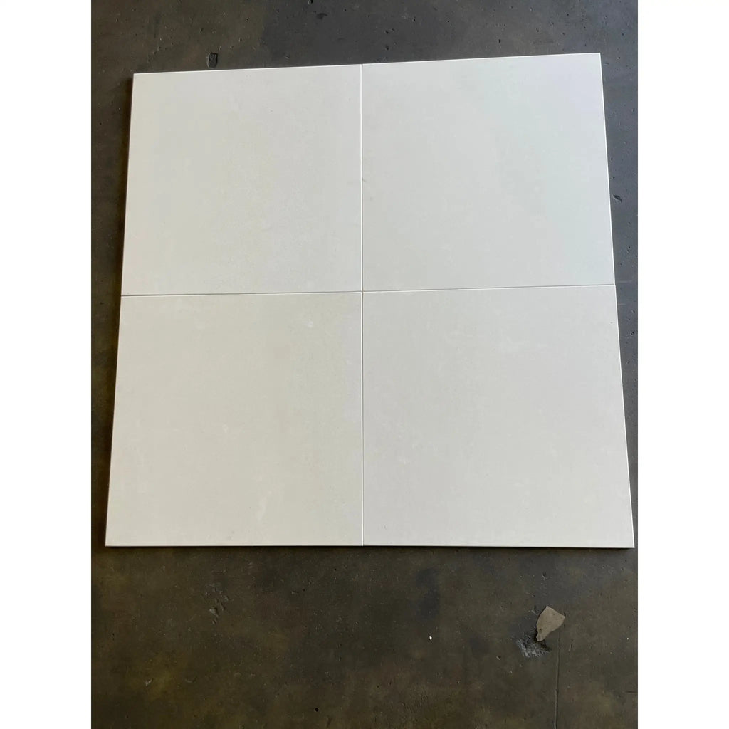 Four Champagne Lymra 12x12 limestone honed white ceramic tiles grid