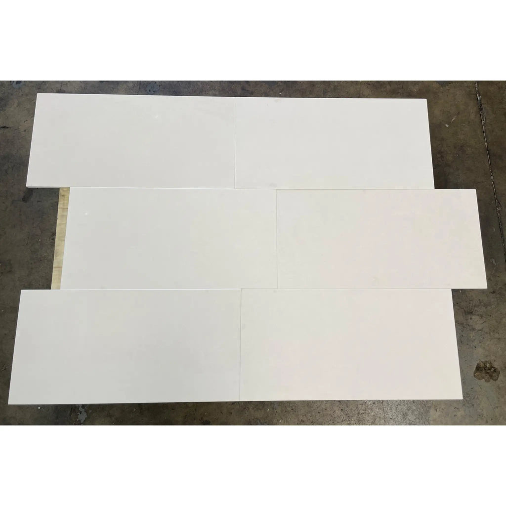 White Champagne Lymra 12x24 limestone honed staggered tiles