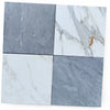Four square marble tiles from the Checkerboard Bardiglio and Calacatta Gold 12x12 Set