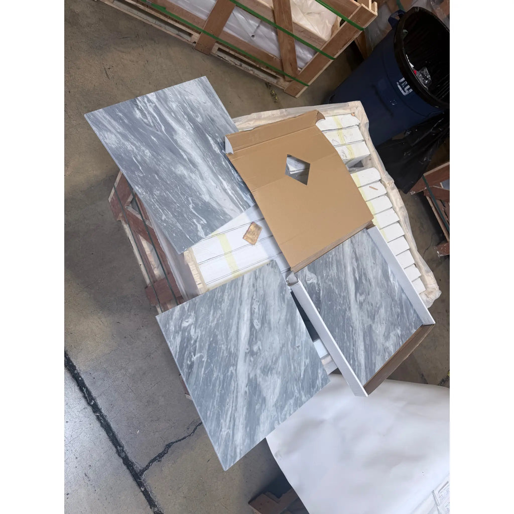 Checkerboard Bardiglio and Calacatta Gold Marble 18x18 Set tiles