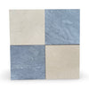 Four square marble tiles in Checkerboard Bardiglio and Crema Marfil 18x18 set