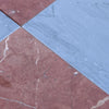 Checkerboard Bardiglio and Rojo Alicante 12X12 Marble Floor Tiles Set