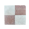 Four square marble tiles from Checkerboard Bardiglio and Rojo Alicante 12X12 Set