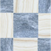 Marble and onyx tile arrangement of Checkerboard Bardiglio and White Onyx 18X18 Set