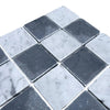 Black and white marble mosaic tiles for Checkerboard Bardiglio Carrara White 3x3 Tumbled flooring
