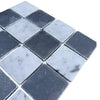 Checkerboard pattern of dark gray Bardiglio and light gray Carrara White marble tiles