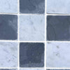 Checkerboard pattern of Grey Bardiglio and Carrara White 3x3 Tumbled marble tiles