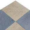 Checkerboard Bardiglio and Crema Marfil 18x18 set with alternating beige and gray tiles