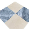 Diamond-patterned tile with marble and textured stone effects from Checkerboard Bardiglio and Crema Marfil 18X18 Set