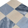 Diamond-patterned tile arrangement in Checkerboard Bardiglio and Crema Marfil 18X18 Set
