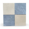 Four square marble tiles in Checkerboard Bardiglio and Crema Marfil 18x18 set