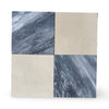Four square marble tiles from the Checkerboard Bardiglio and Crema Marfil set