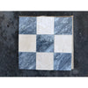 Nine Bardiglio Crema Marfil polished-honed mosaic tiles in checkerboard grid