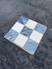 Checkerboard Bardiglio-Crema Marfil polished-honed mosaic tile panel