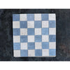 Polished-honed Checkerboard Bardiglio Crema Marfil mosaic tile panel in blue and beige marble effect