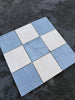 Polished-honed Checkerboard Bardiglio Crema Marfil mosaic tiles with light blue off-white checkerboard and marble veining