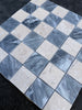Blue and beige Bardiglio Crema Marfil marble mosaic in checkerboard pattern