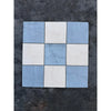 Blue and white Bardiglio Crema Marfil marble checkerboard mosaic tile set, polished-honed