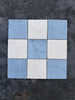 Blue and white Bardiglio Crema Marfil marble checkerboard mosaic tile set, polished-honed