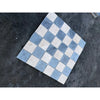 Blue and beige Bardiglio Crema Marfil marble mosaic checkerboard panel, polished-honed