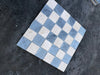 Blue and beige Bardiglio Crema Marfil marble mosaic checkerboard panel, polished-honed