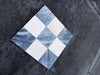 Checkerboard Bardiglio Crema Marfil polished-honed diamond mosaic tile