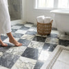 Black and white marble checkered floor tiles in checkerboard bardiglio and diano royal marble 12x12 set