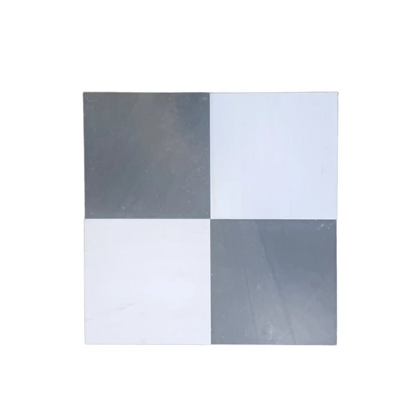 Checkered gray and white marble tiles from Checkerboard Bardiglio Imperiale and Bianco Dolomite set