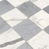 Gray and white checkered marble floor tiles from Checkerboard Bardiglio Imperiale set